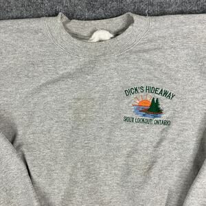 Dick's Hideaway Sweatshirt Mens L Gray Sioux Lookout Ontario Graphic Crewneck